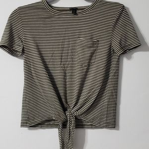 J. Crew Green Striped Knot tee Women's XXS